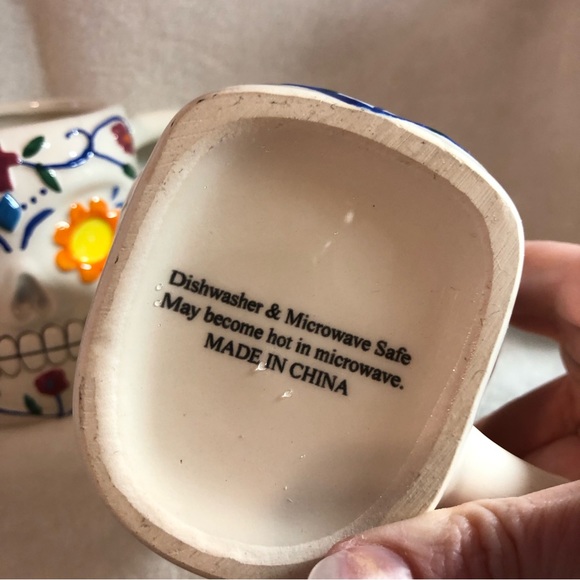 Dia de los Muertos Day of the Dead sugar skull coffee mugs -set of 2 - Picture 3 of 9
